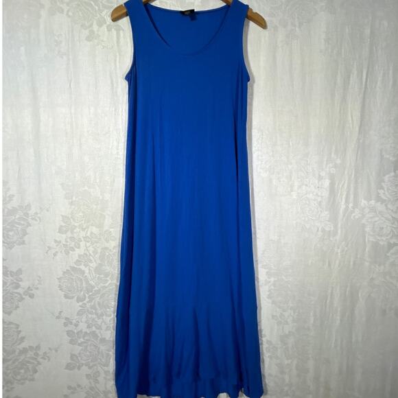 J.Jill Dresses & Skirts - J Jill Wearever Tank Dress XS Blue Midi Maxi Ruffle Stretch Travel Jersey